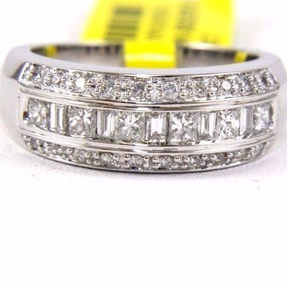 Princess Diamond Ring Band w/Accents 14k WG .90Ct